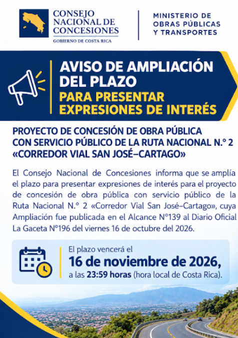 Ampliación de plazo para presentar expresiones de interés